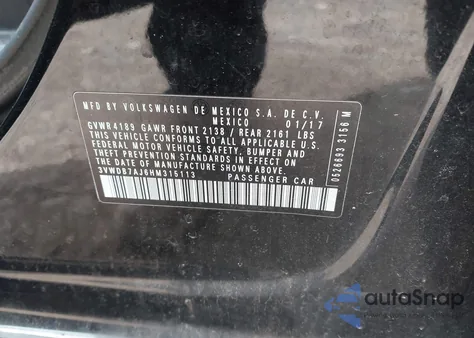 2017 Volkswagen Jetta 1.4T Se from USA, damaged, VIN 3VWDB7AJ6HM315113